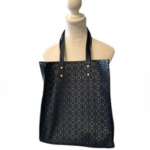 Navy Embossed Large Roomy Tote with extra purse and wallet - never used